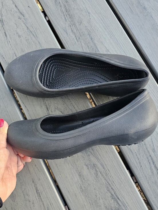CROCS Shoes - Crocs Ballet Black Slip On Flats Work Shoes Kadee Lina Style Womens 9 Black